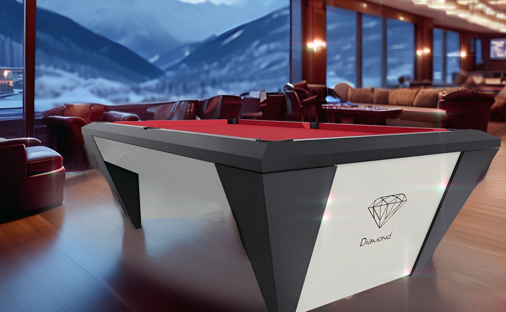 billard DIAMOND dans lounge d'un palace hotel en montagne